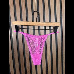 New Victoria's Secret Thong Large Womens Pink Lacey Panties String Sheer